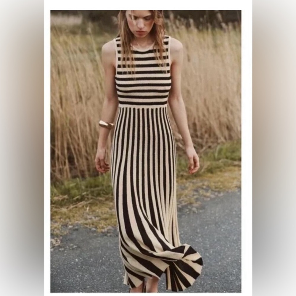 NWT ZARA Striped Midi Dress Size Small - Picture 2 of 7